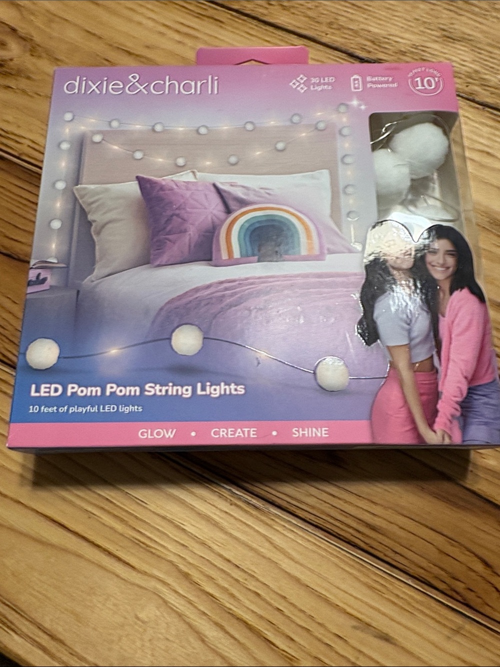 White LED Pom Pom String Lights - 10ft